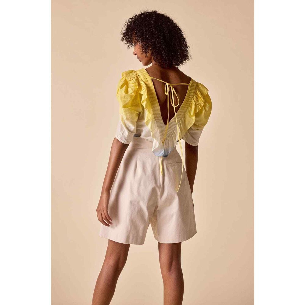 St Roche Nwt Sabine V Neck Top Navy Ivory Buttercup Size 2 Msrp $265 — image 2 of 4